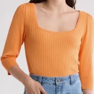 Joie Orange Ribbed Knit Top